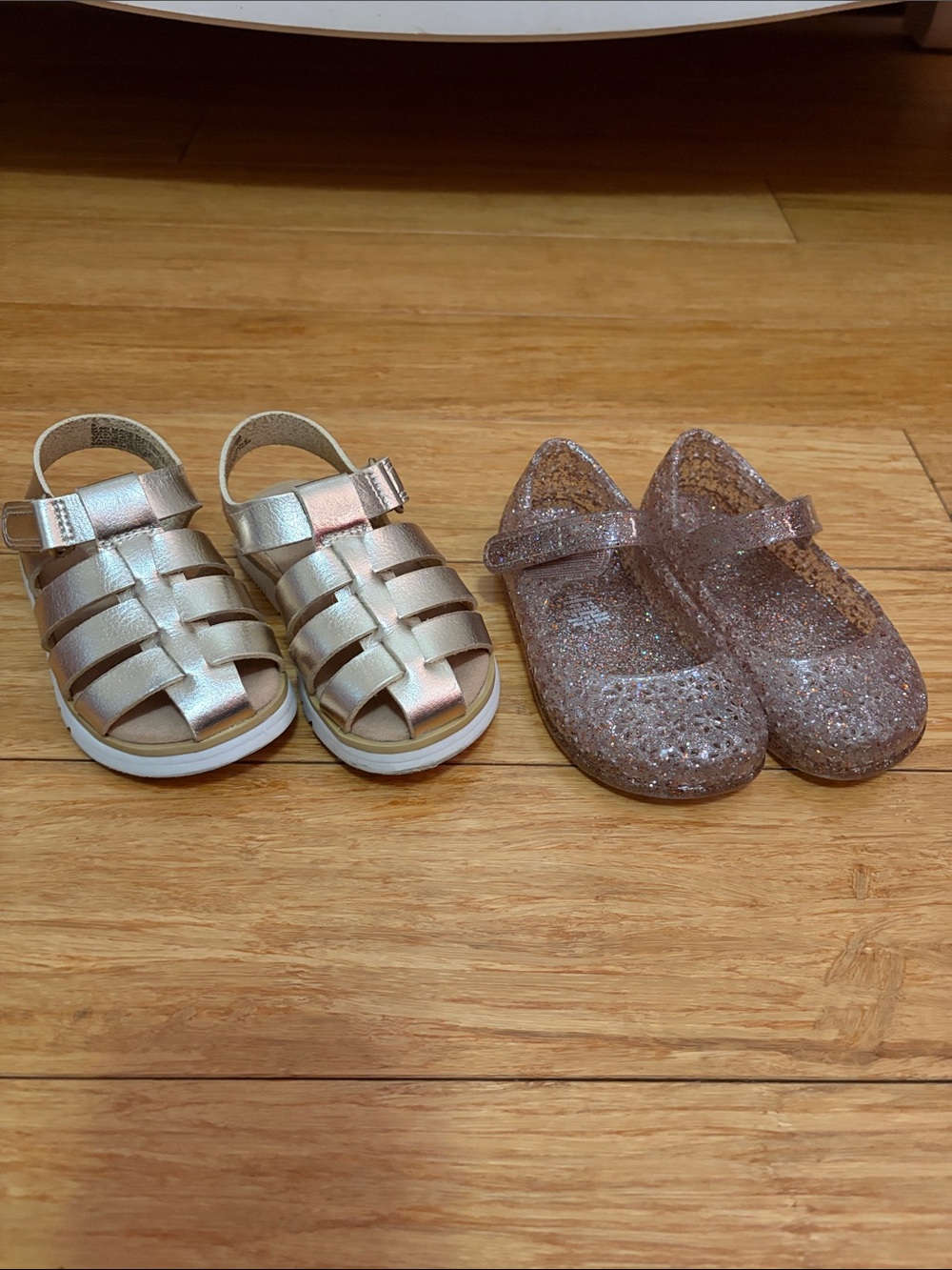 Cat & Jack Metallic Rose Gold Sandal and Glitter Jelly Shoe Set